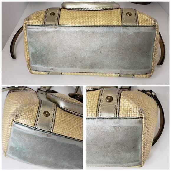 Coach MO5K-113 Legacy Leather & Straw Tote Handbag - Picture 8 of 16